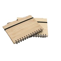 Cuaderno de Bambú al por Mayor con Tapa de Cuero y Bambú, Libreta Creativa de Madera de Bambú para Estudiantes con Espiral y LOGO Personalizado