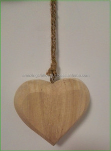 Corazón gordo de madera hecho a mano tradicional acepta logotipo grabado con láser OEM precio de fábrica al por mayor colgante de pared tallado a mano decoración del hogar - Product Image 4