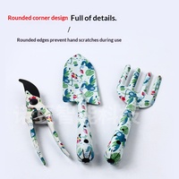 Ensemble d'outils de jardinage trois pièces à motif floral pour l'extérieur, avec pelle imprimée et outils pour plantes, fabriqué en Chine
