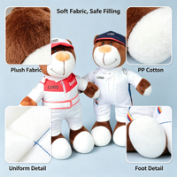 Boneka Beruang Teddy Balap Plushie Custom, Boneka Isi Lembut dengan Seragam Pembalap, Maskot Olahraga untuk Hadiah dan Dekorasi Rumah