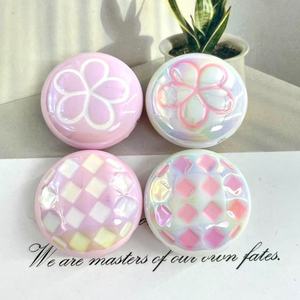 Perles rondes en acrylique 25 mm, motif floral à double face, revêtement UV, accessoires de bijoux, fournitures de perlage DIY - Product Image 1