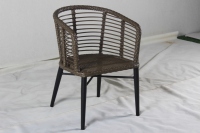 Chaise de salle à manger d'extérieur en rotin synthétique PE marron avec structure en alliage d'aluminium, fabriquée à Foshan