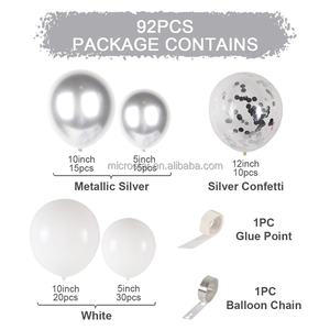 Wholesale Chrome White Silver <strong>Balloon</strong> Garland Kit Silver Confetti <strong>Balloons</strong> with <strong>Balloon</strong> Tape for <strong>Prom</strong> Wedding Events Party Decor - Product Image 3
