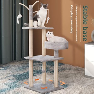 Modern Cat Tree 4 <b>Levels</b> Sisal <b>Posts</b> Stable Base Soft Platforms for Indoor Cats - Product Image 1