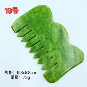 Natürliche geschnitzte Jade Kopfhaut Gesundheit Guasha <span class=keywords><strong>Massage</strong></span> gerät Akupunktur Therapie Stimulation Edelstein Artikel Kamm Handwerk Heil kopf Stein - Product Image 4