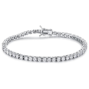 Gioielli alla Moda, Bracciali Geometrici Trendy in Ottone Placcato Platino con Zirconi Lucidi, Stile Hip Hop, 2mm-6mm, per Donne e Uomini - Product Image 2