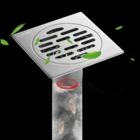 Drain de douche carré en acier inoxydable poli argenté de 100 mm de diamètre extérieur, design moderne ARROW, pour usage hôtelier