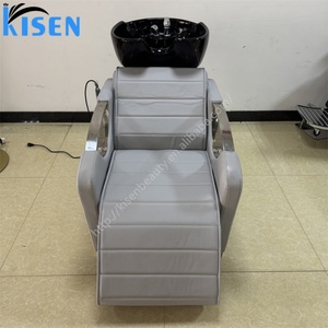 KISEN Hair Salon Furniture Back Washing Unit Salon Ceramic Basin Beauty Electric Massage Shampoo Chair Hair Washing Shampoo <b>Bed</b> - Product Image 4