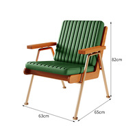 Ensemble de fauteuil en cuir matelassé sur mesure et table en bois massif multicouche pour bar ou café rétro