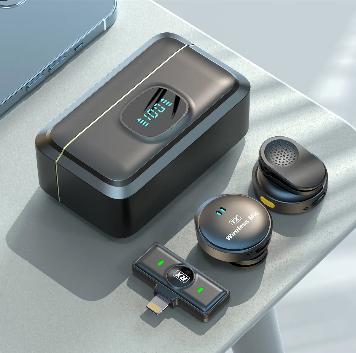 YARMEE 2024 mikrofon nirkabel Bluetooth, sistem peredam kebisingan telepon kompatibel