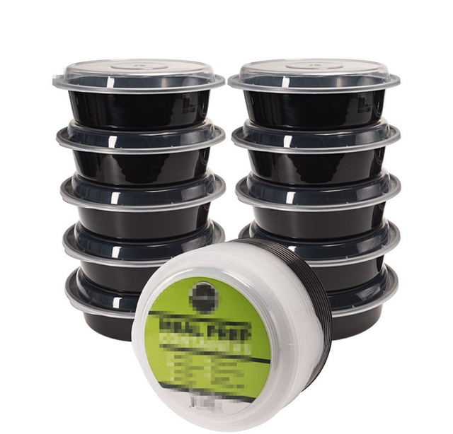 10 PACK 28oz Plastic Bowls,  Round Container with Lids, Disposable Food Box, Microwave/frozen/dishwashers Safe
