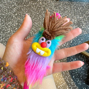 Stylo à bille créatif pour étudiants, design à bouton-poussoir, lapin en peluche coloré à poils longs, plastique, moche-mignon, multicolore, pour journalisation - Product Image 4