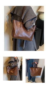 Sac à main en cuir de marque pour femme, sac fourre-tout décontracté de printemps, grands sacs à bandoulière pour femme - Product Image 2