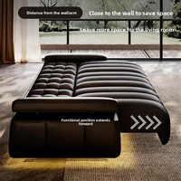 Canapé-lit électrique en cuir de style italien, design bois luxe léger, extensible, inclinable, trois places, pour grands et petits espaces