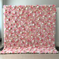 Kunden spezifischer Großhandels preis Künstliche Seiden blumen wand Hochzeits dekoration Blumen wand paneel Hintergrund Rote Rosen wand