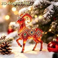 Pendentif en acrylique en forme de mouton du zodiaque transfrontalier pour Noël, avec ailes d'ange, ornement pour sapin de Noël, fabriqué en Chine