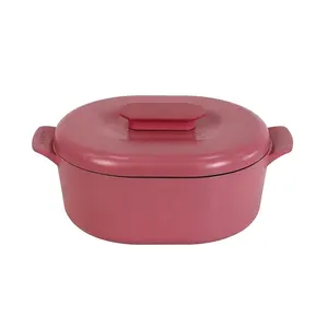 Horno holandés ovalado de hierro fundido esmaltado Magenta de 6,3 cuartos