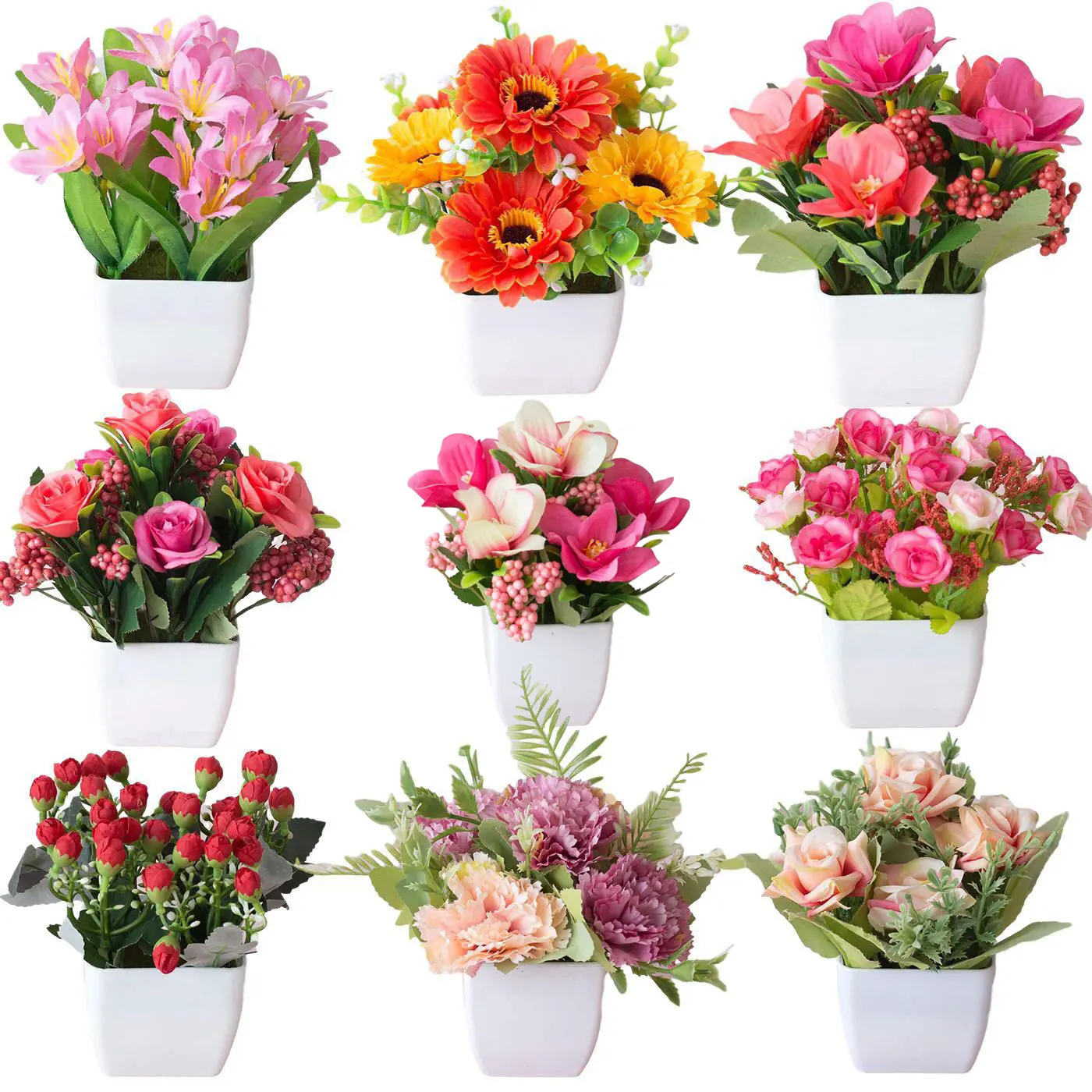 Wedding Arrangements Potted Artificial Flowers Real Touch Flowers in Pot for Home Office Decoration Desktop Decor