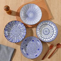 Assiette creuse en céramique japonaise de style vintage, assiette ronde pour restaurant, assiette plate pour pizza, dessert, vaisselle