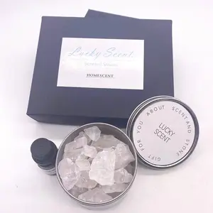 Groothandel steen aroma diy-Natuurlijke Ruwe Steen Essentiële Olie Aromatherapie Clear White Crystal Diffuser Kaars Jar Voor High End Gift