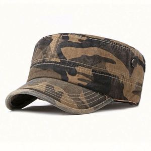 Casquette plate à 5 panneaux pas chère, style cadet, vintage, effet vieilli, camouflage, pour sports de plein air - Product Image 5