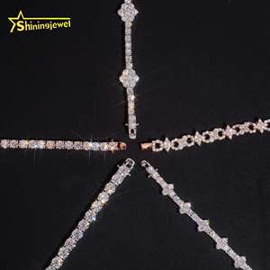 Đồ Trang Sức Mỹ Iced out Hỗn Hợp Thiết Kế Hoa Chéo Moissanite Quần Vợt Vòng Đeo Tay Hip Hop Tùy Chỉnh 925 Bạc Người Đàn Ông Vòng Đeo Tay Hàng Ngày Mặc - Product Image 6