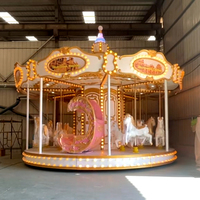 Manège de luxe européen pour enfants, 16 places, avec chevaux rotatifs, en métal, pour parcs d'attractions, centres commerciaux, intérieur et extérieur