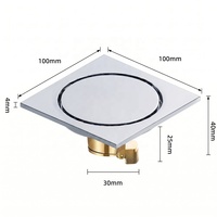 Siphon de sol carré moderne en laiton 100 mm (4 pouces) pour douche, écologique, anti-corrosion, anti-odeur, pour salle de bain d'hôtel