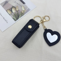 Étui de protection pour baume à lèvres en forme de cœur, portable et élégant, avec miroir, pendentif porte-clés, sac enveloppe rouge