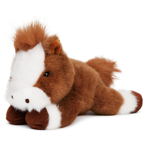 Adorable Caballo de Peluche Suave, Regalo para Cumpleaños o Cuarto de Bebé, con Granos de Poliestireno, Pelo Marrón, Cara Blanca, Acostado, Juguete de Caballo <span class=keywords><strong>Feliz</strong></span> - Product Image 1