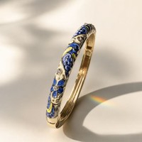 Gelang Berengsel Enamel Motif Spiral Vintage, Gelang Berpola Bunga Warna Emas, Perhiasan Wanita Multi-warna untuk Pemakaian Sehari-hari