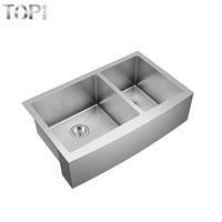 Wastafel Dapur Tophome Farmhouse 304 Stainless Steel Apron Front Buatan Tangan Single Bowl Finishing Brushed Bersertifikasi CUPC Garansi 5 Tahun