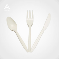 Ensembles de couverts jetables compostables en bois bambou amidon de maïs couteau fourchette cuillère ensembles de couverts