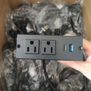 공장 미국 전원 콘센트 매입형 전원 스트립 W/USB a + USB C 가구 매입형 콘센트/테이블 플러시 마운트 전원 스트립 - Product Image 4