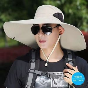 Sombrero de Pesca de Ala Ancha Gris Oscuro Transpirable con Protección Solar para Hombre, Sombrero Tipo Pescador con Cubre Cuello - Product Image 3