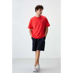 ชุดเซ็ตเสื้อผ้าผู้ชาย Fiesta - กางเกงขาสั้นผ้าฝ้ายสีน้ำเงินกรมท่า เนื้อผ้านุ่มหนา ทรงโอเวอร์ไซส์ ปักลาย - 85250 - Fiesta/สีน้ำเงินกรมท่า - Product Image 1