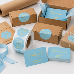 Etiquetas redondas personalizadas impresas y juego de tarjetas de agradecimiento para envíos de comercio electrónico y cajas de regalo, ¡en oferta! - Product Image 4