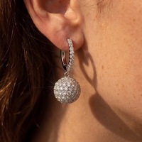 Boucles d'oreilles pendantes en argent sterling 925 avec moissanite sphérique, bijoux en moissanite VVS pour femmes