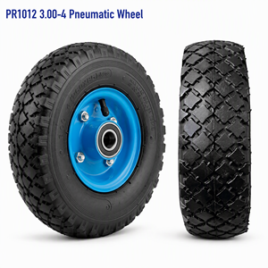 Roue pneumatique en caoutchouc PR1012 3.00-4, 10 pouces, pneu gonflable 260x85, jante en acier bleue, alésage 3/4 pouces, roulement à billes, pour chariot de jardin et chariot à main - Product Image 1