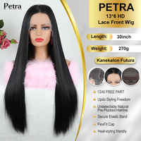 Perruques synthétiques sans colle Julianna Wholesale Highlights Futura Fiber, longues, lisses, résistantes à la chaleur, avec dentelle frontale 13*6