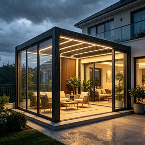 Gazebo Motorizado Exclusivo para Restaurantes Comerciales, de Aluminio Resistente con Recubrimiento en Polvo, para Exteriores, Apto para Todo Clima - Product Image 4