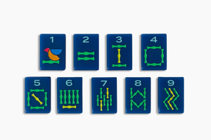 Ensemble de Mahjong Américain de Luxe Bleu Amiral, 160 Tuiles Gravées, Collection Botanique Personnalisée, Carte des Notes Musicales, Coffret Cadeau Boutique - Product Image 2