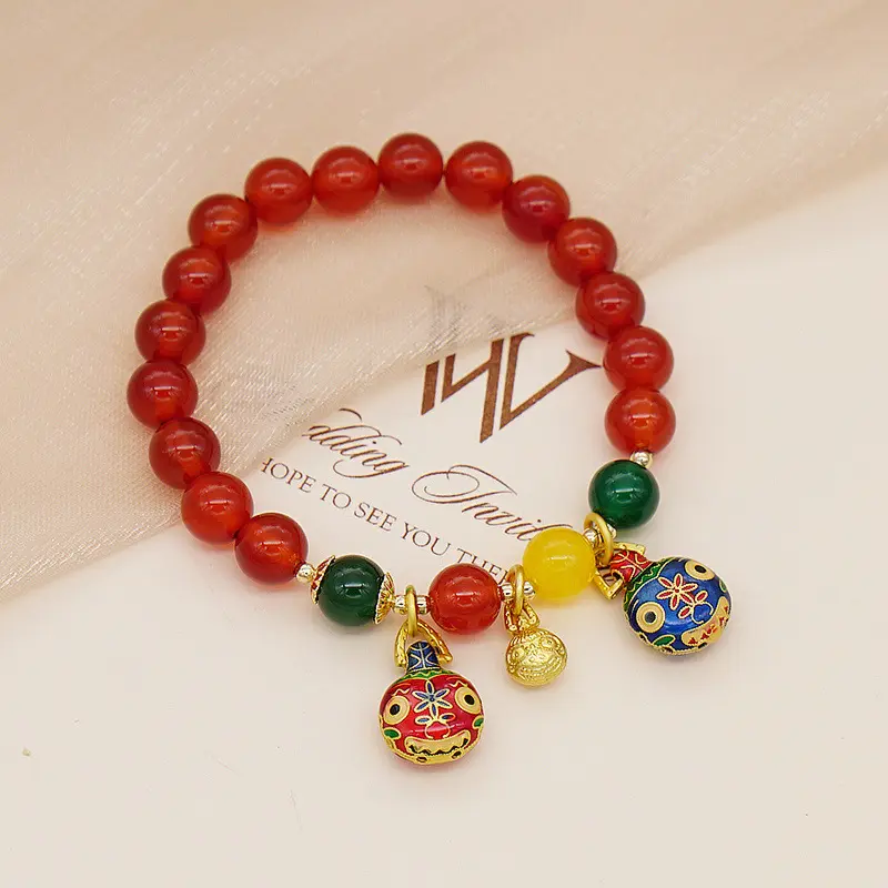2022 Fashion Natural Red Agate Freshwater pearl jade Pendant Beaded Bracelet Jewelry Gift For Women