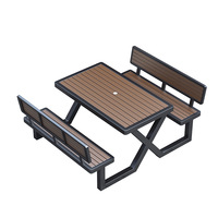 Ensemble table et chaises d'extérieur en métal - Mobilier commercial durable et imperméable pour hôpitaux et cafés - Banc tendance