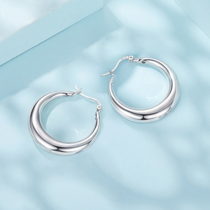 Pendientes de Aro Plateados en Plata, Clásicos con Forma de Gota de Agua para Mujer, Set de Joyería de Moda para Regalo - Product Image 3