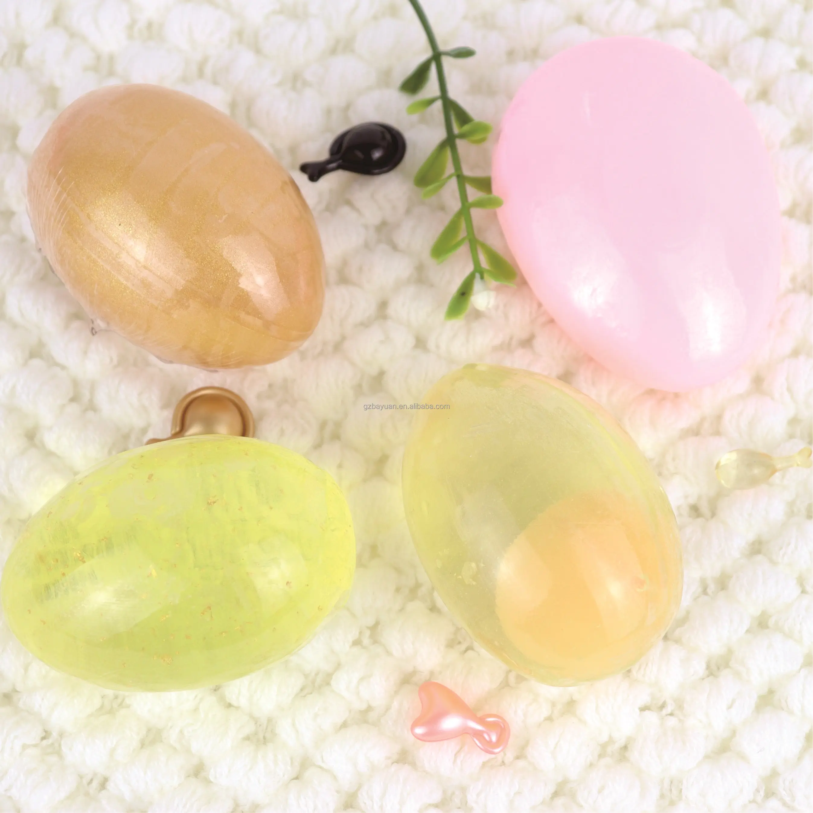 Skin Care Collagen Whitening Egg Soap 100g 24K Gold Foil Pink Beauty Handmade Bath Toilet Clean and Clear Soap Base Body Face