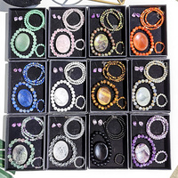 Collection de bijoux en pierre naturelle : Bracelet, Bague, Collier, Pierre de méditation, Chakra, Cristal spirituel, Guérison, Coffret cadeau