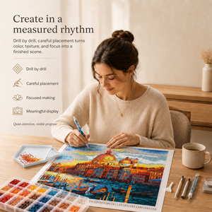 Kit Pittura Diamante Scenari di <span class=keywords><strong>Venezia</strong></span> + Arte Romantica Cittadina Italiana + Diamanti Scintillanti Speciali + Fai da Te Artigianale Ecologico - Product Image 4