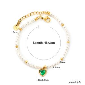Custom Wholesale Cute Stainless Steel Jewelry 18K Gold Plated <b>Pearl</b> Bead <b>Bracelet</b> <b>Women</b> Colourful Zodiac Love Heart <b>Bracelet</b> - Product Image 2
