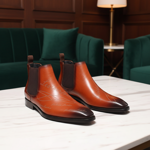 Nuevas Botas Chelsea de Cuero para Hombre, Piel de Vacuno de Primera Calidad, Punta Cuadrada, Impermeables, Ligeras, para Oficina y Trabajo - Product Image 1